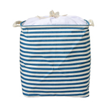 Wholesale Large 2021 Customize Strip Commercial Cotton Drawstring Bathroom Cloth Storage Collapsible Laundry Basket Foldable Hamper Bags